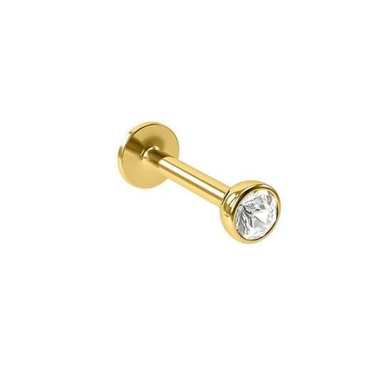 Piercing Labret Zircônia 3mm em Aço PVD Gold