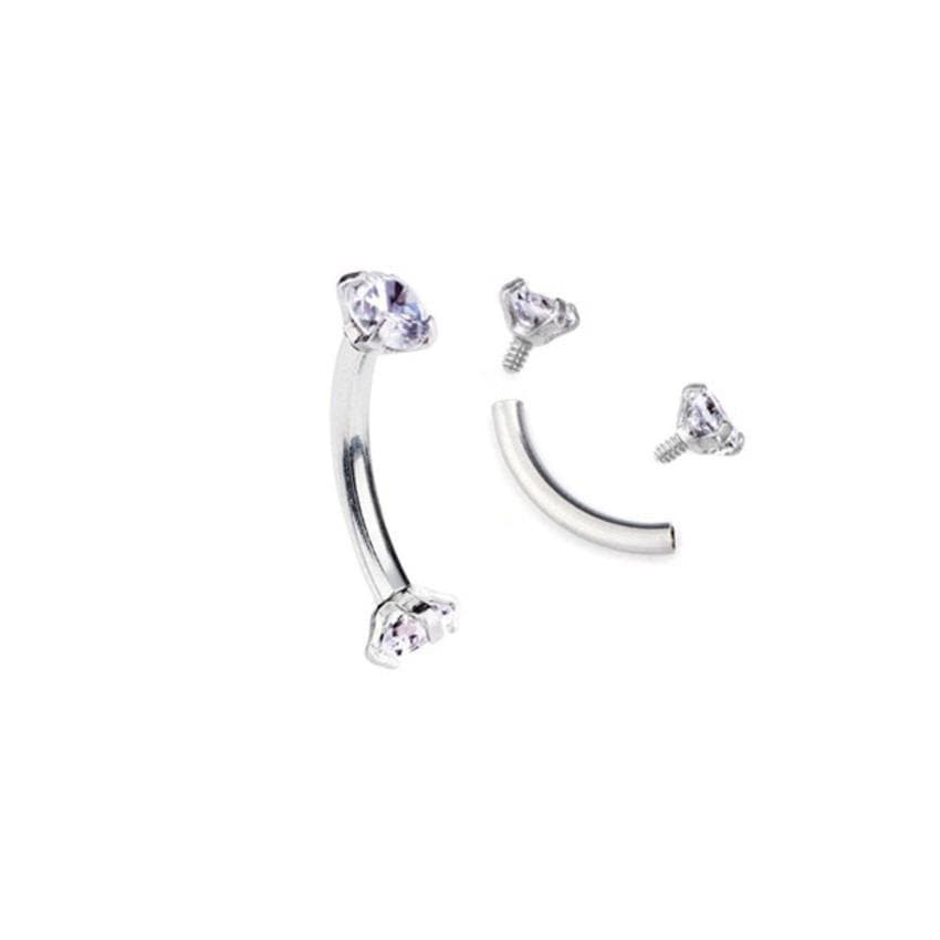 Piercing Rook Intimo Banana em Aço com Zircônias e Rosca Interna