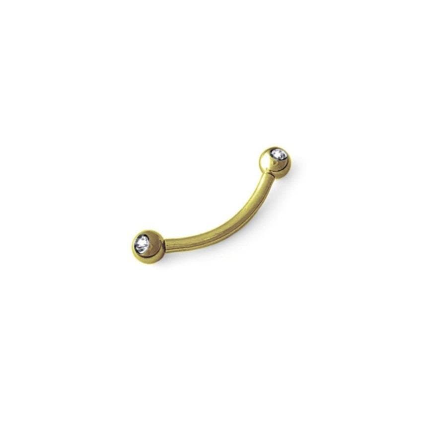 Piercing Banana de Bolinha Strass Aço PVD Gold