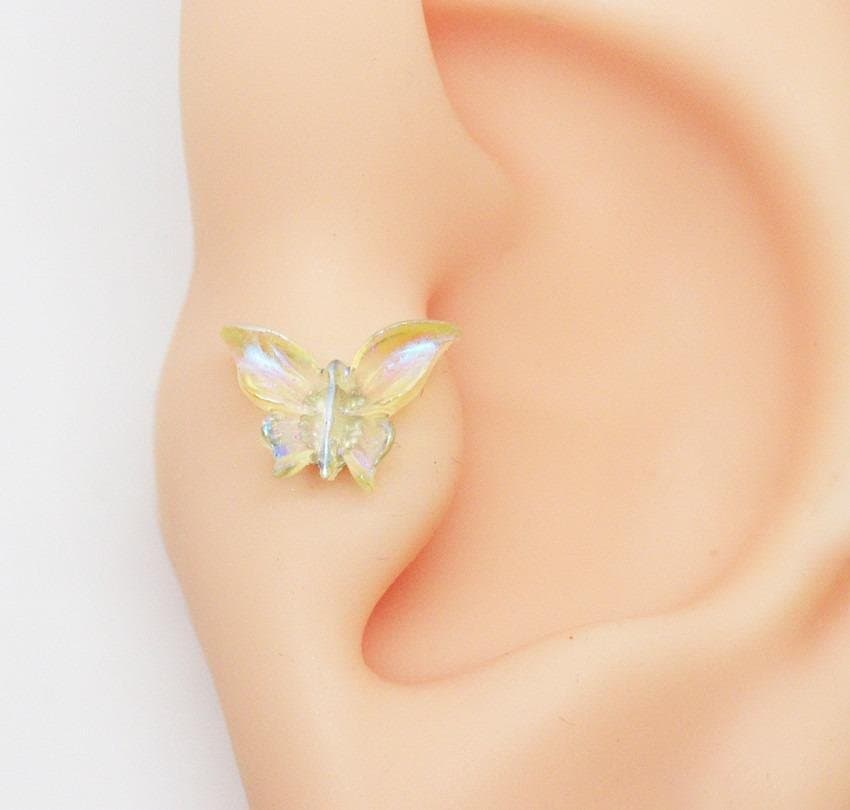 Piercing Trágus Borboleta Creme Boreal
