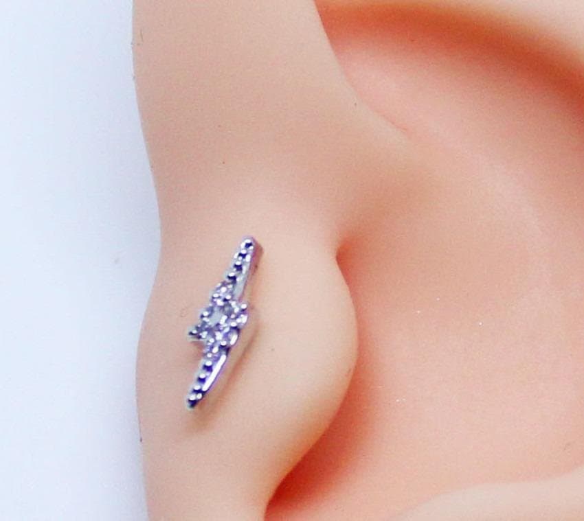 Piercing  Raio Folheado a Ouro Branco