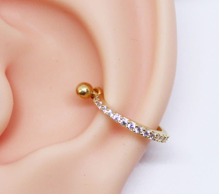 Piercing Conch Folheado com Fileira Zircônias