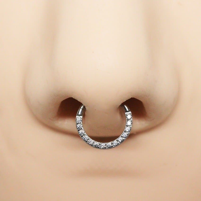 Piercing  Septo Argola Segmento com Zircônias em Aço