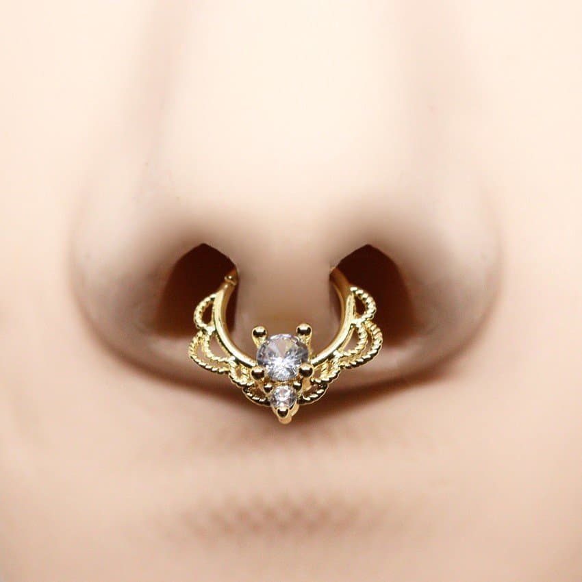 Piercing Septo Argola Rendada Folheada a Ouro