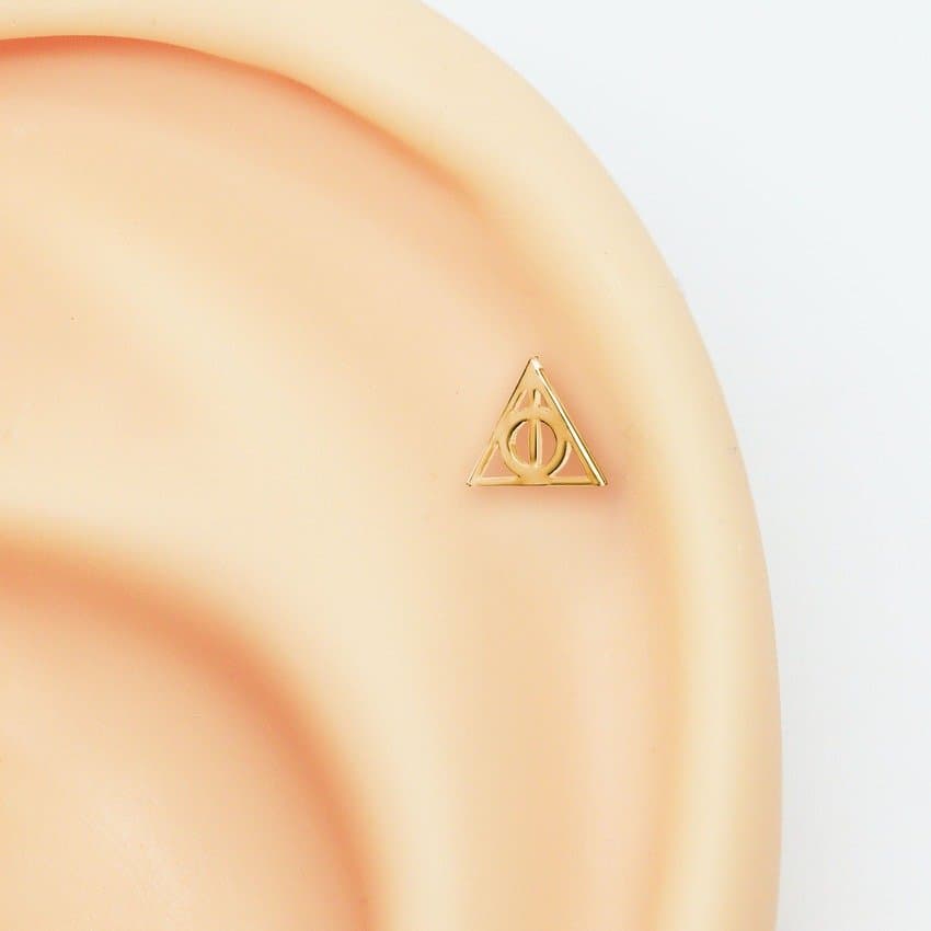 Piercing Hélix Harry Potter Relíquias da Morte Haste em Aço