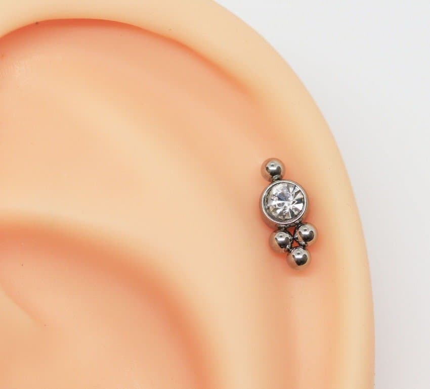 Piercing Hélix Labret Mirror com Zircônia Cristal