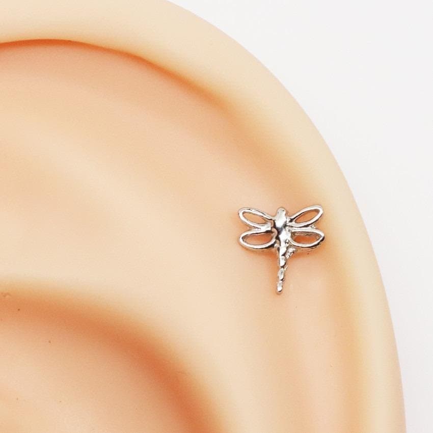 Piercing Hélix Libélula Folheado a Ouro Branco