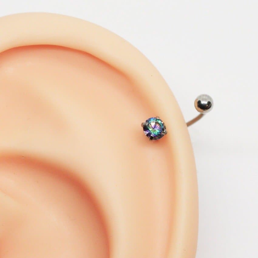 Piercing Hélix Ferradura Fina Aço Cirúrgico Zircônia Midnight