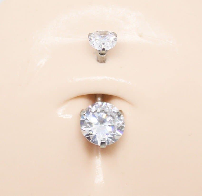 Piercing de Umbigo Zircônias Redondas Aço