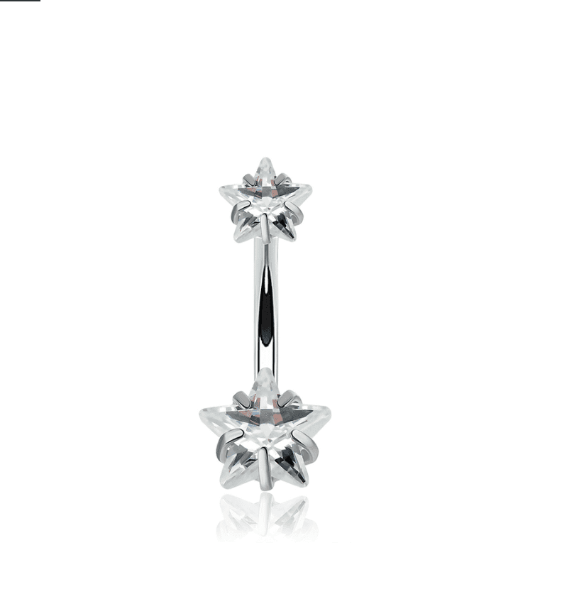 Piercing de Umbigo Zircônias de Estrela em Aço