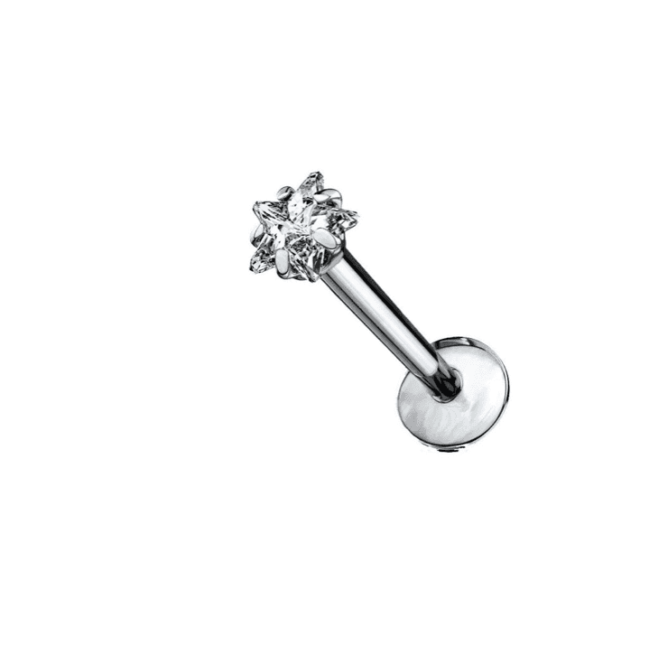 Piercing Helix Tragus Labret com Zircônia de Estrela em Aço