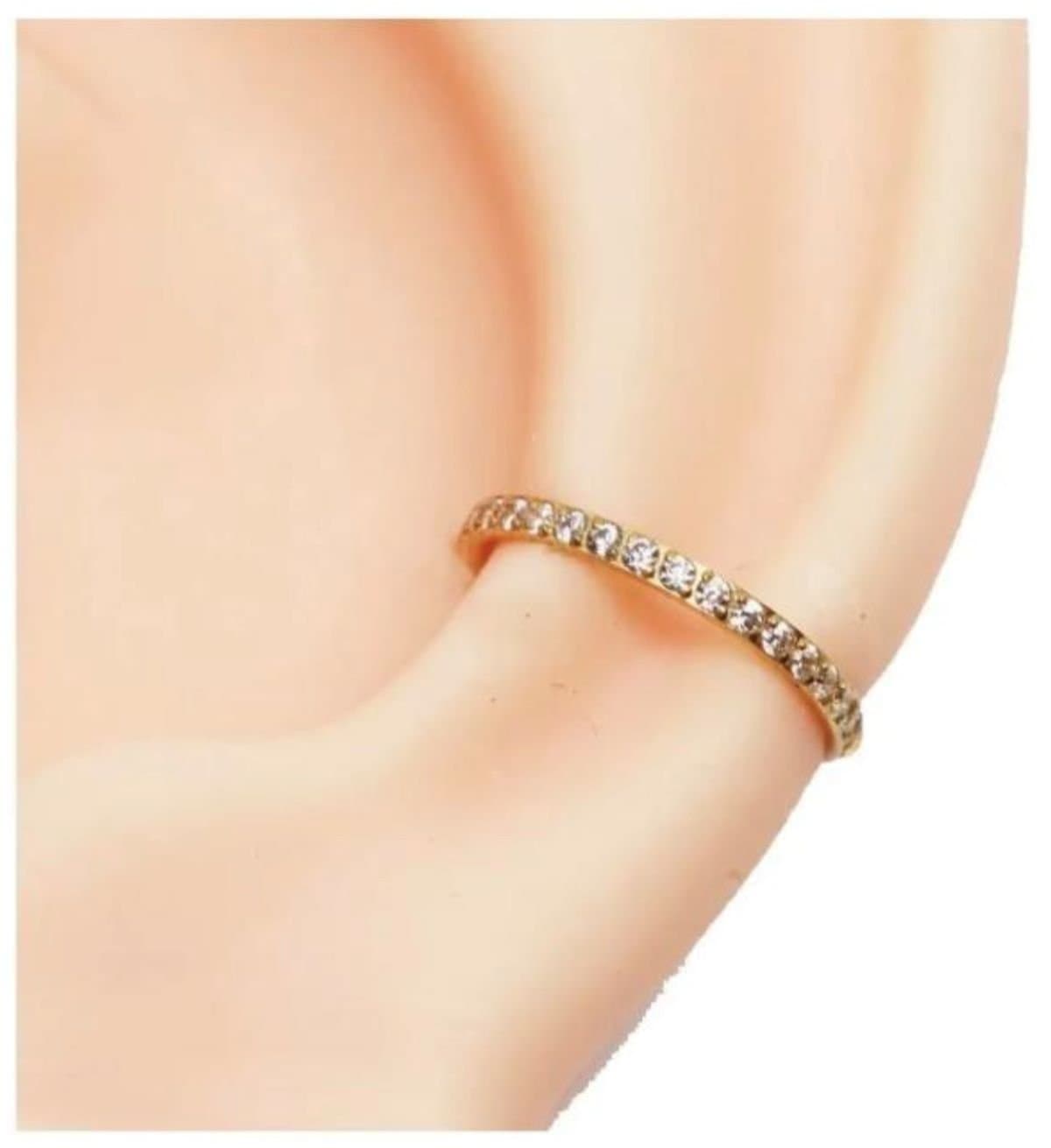 Piercing Conch Aço PVD Gold Segmento Clicker Cravejado