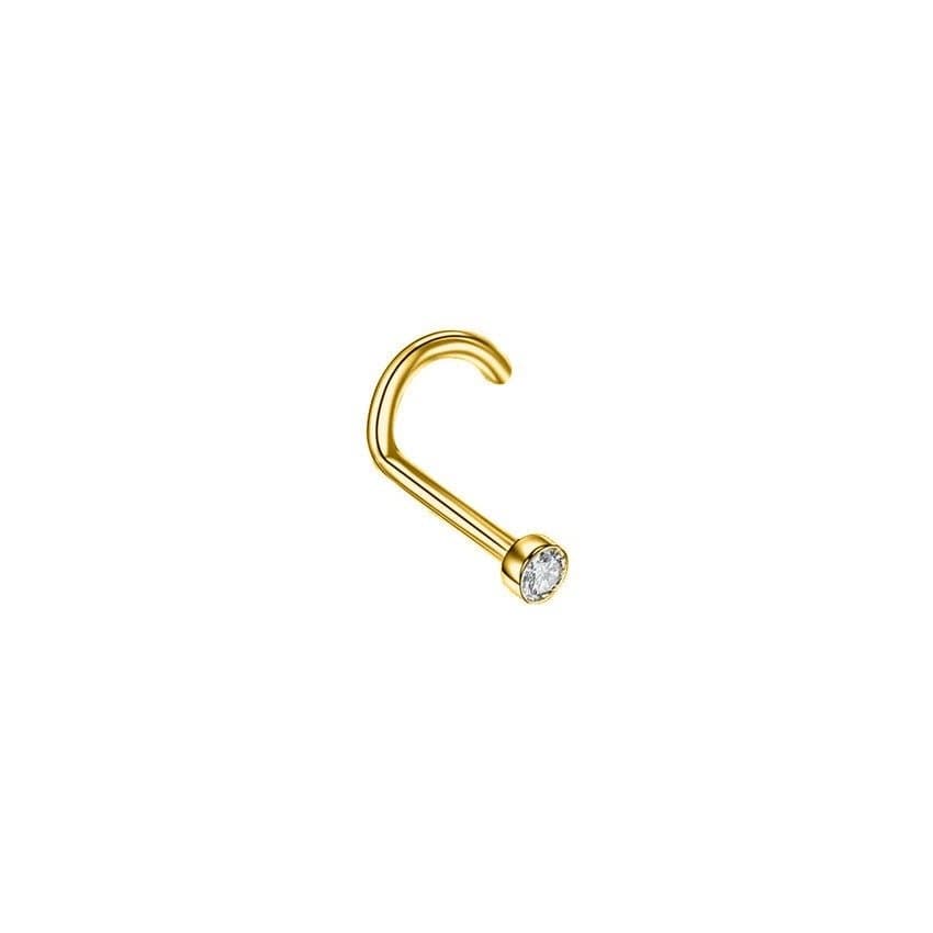 Piercing Nostril Titânio PVD Gold com Zircônia
