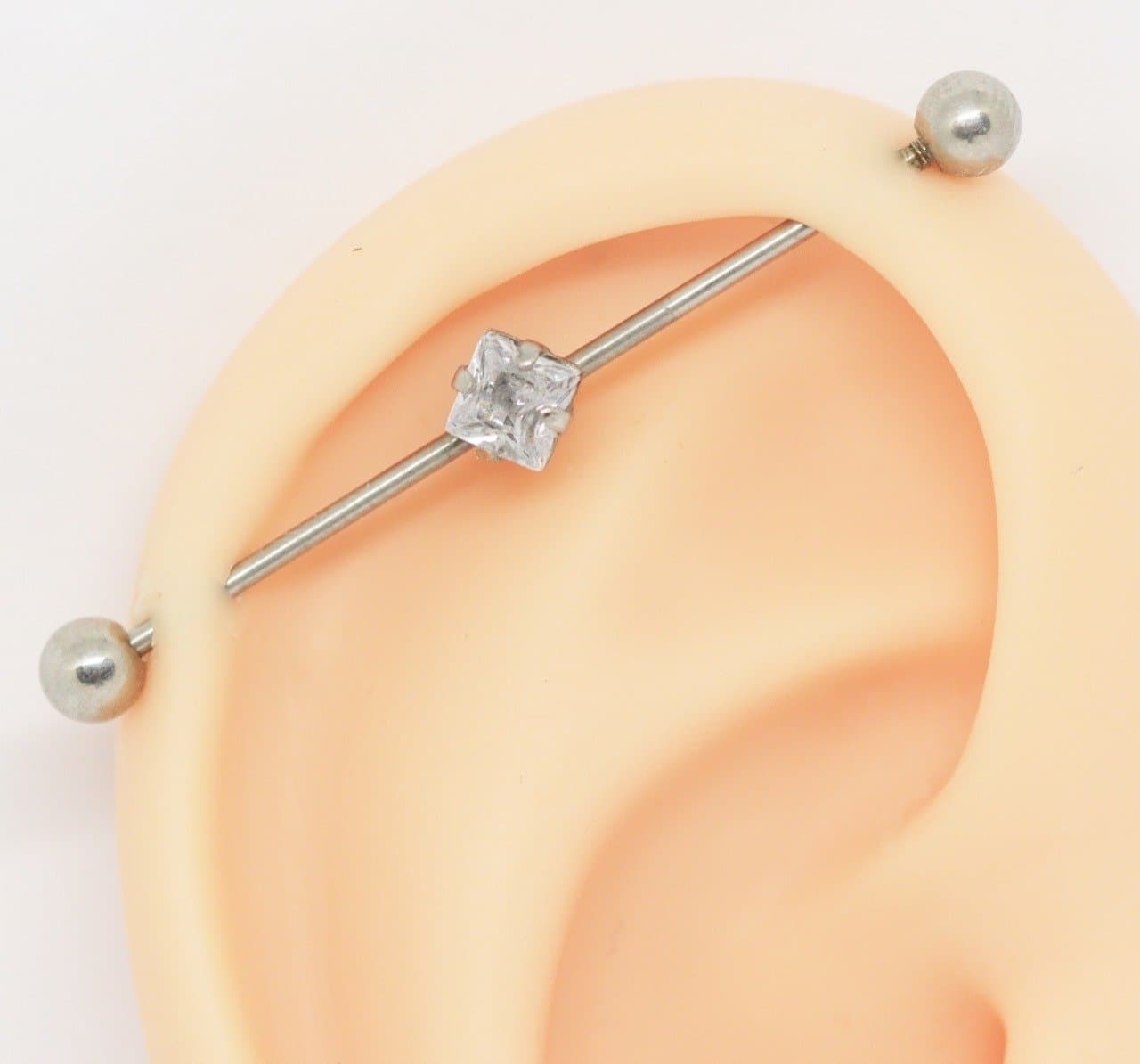Piercing Transversal Aço Cirúrgico Pedra Zircônia Cristal