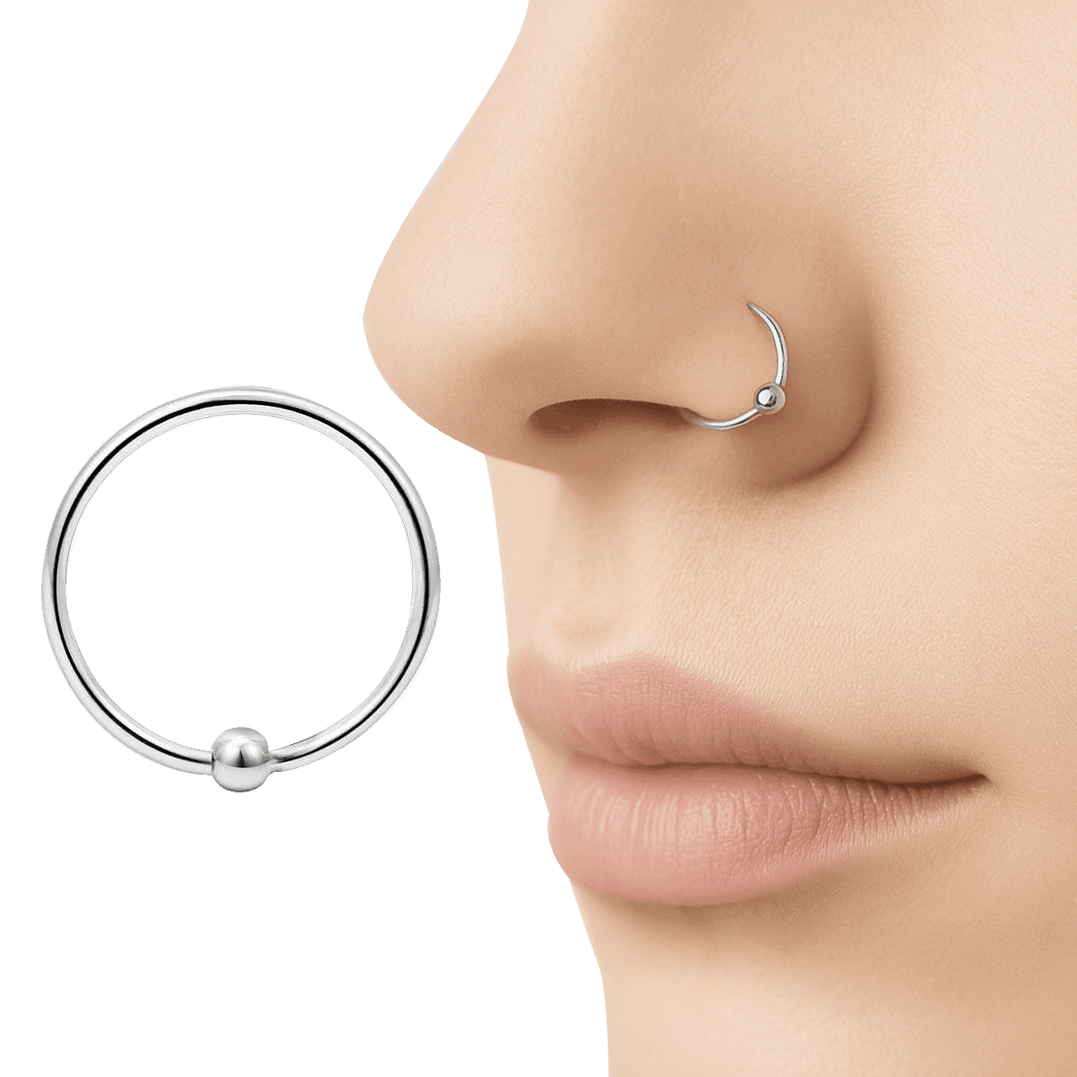 Piercing Captive Fino para Nariz em Aço