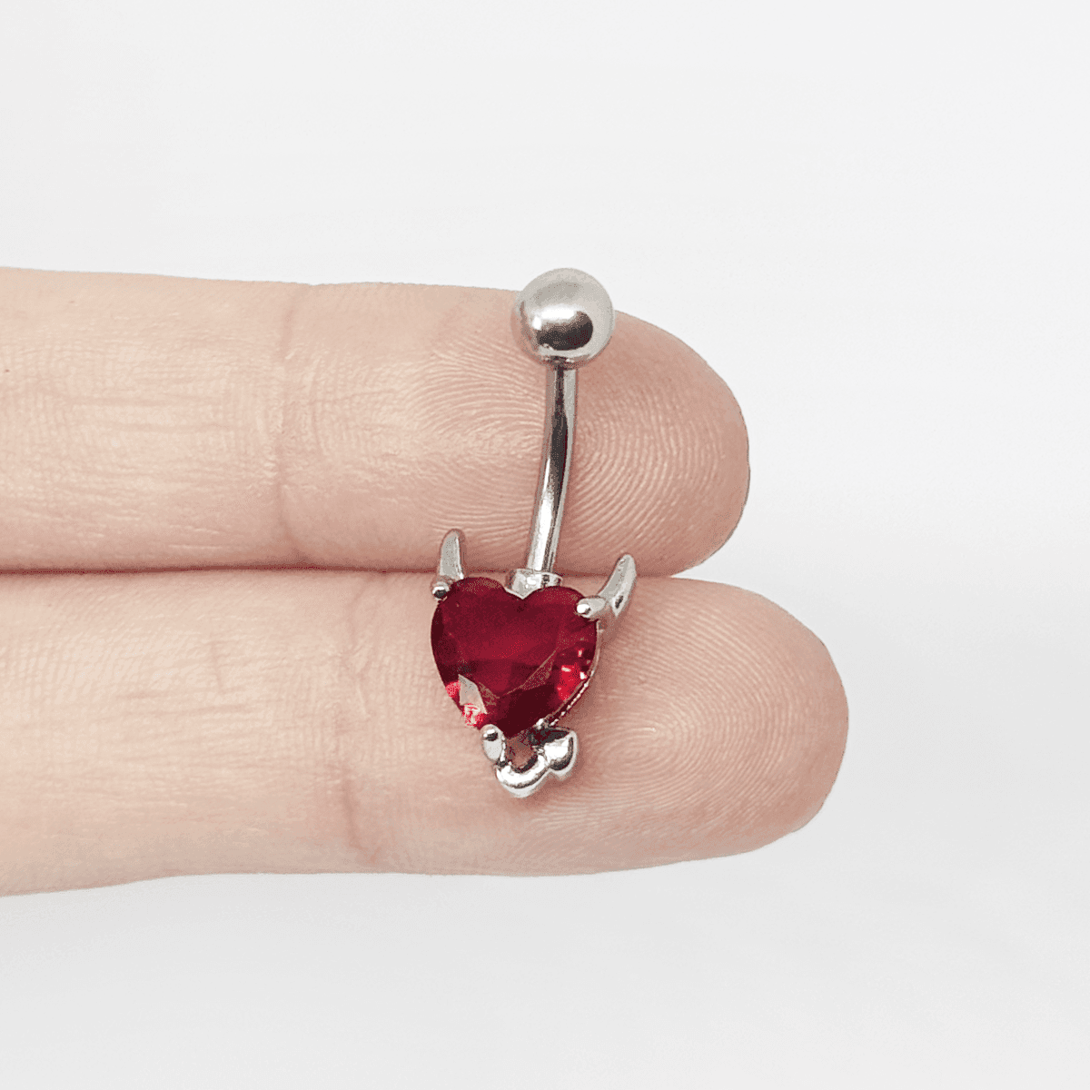 Piercing Umbigo Goth Sexy Coração Vermelho