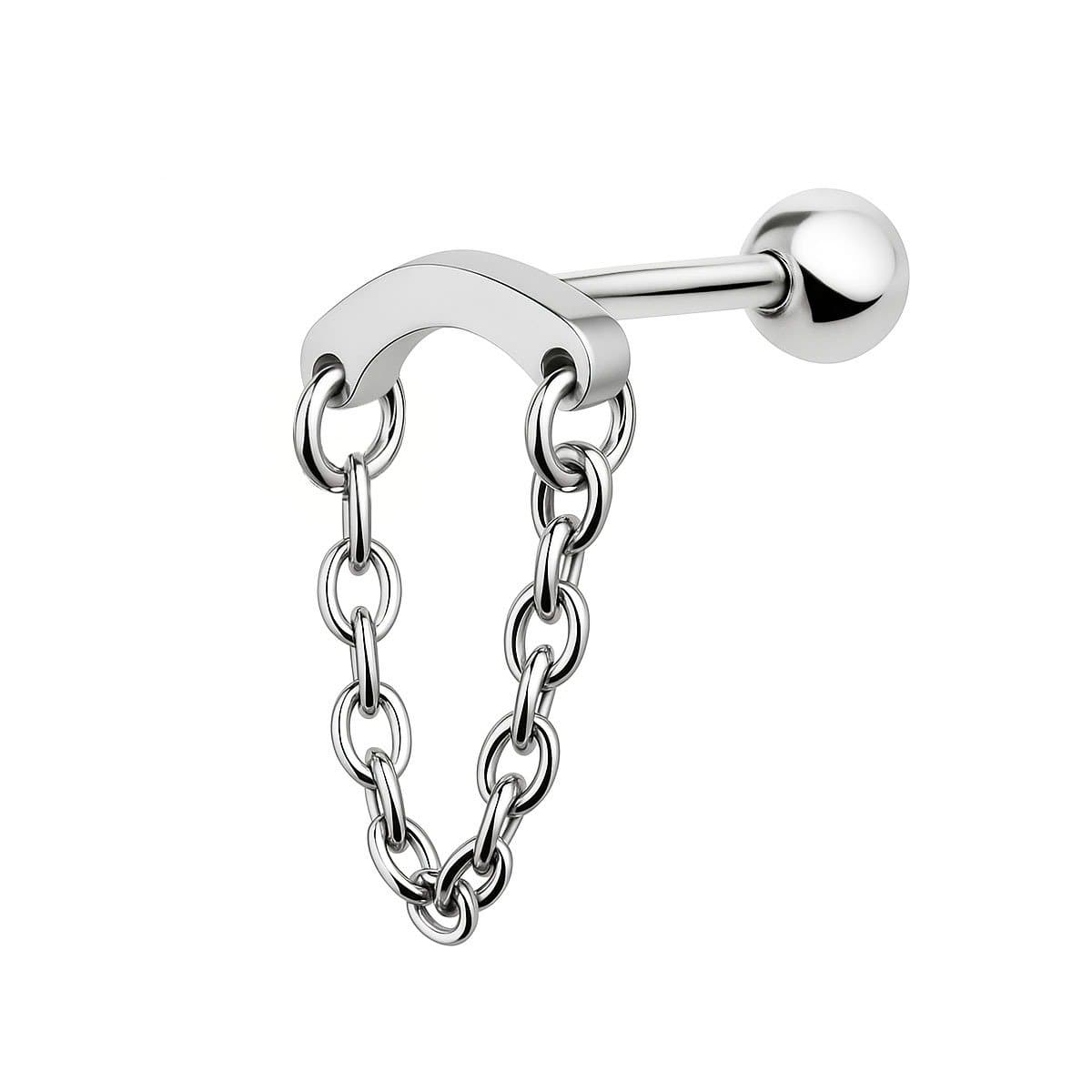Piercing Labret Hidden Hélix Corrente Pendente no Aço Cirúrgico