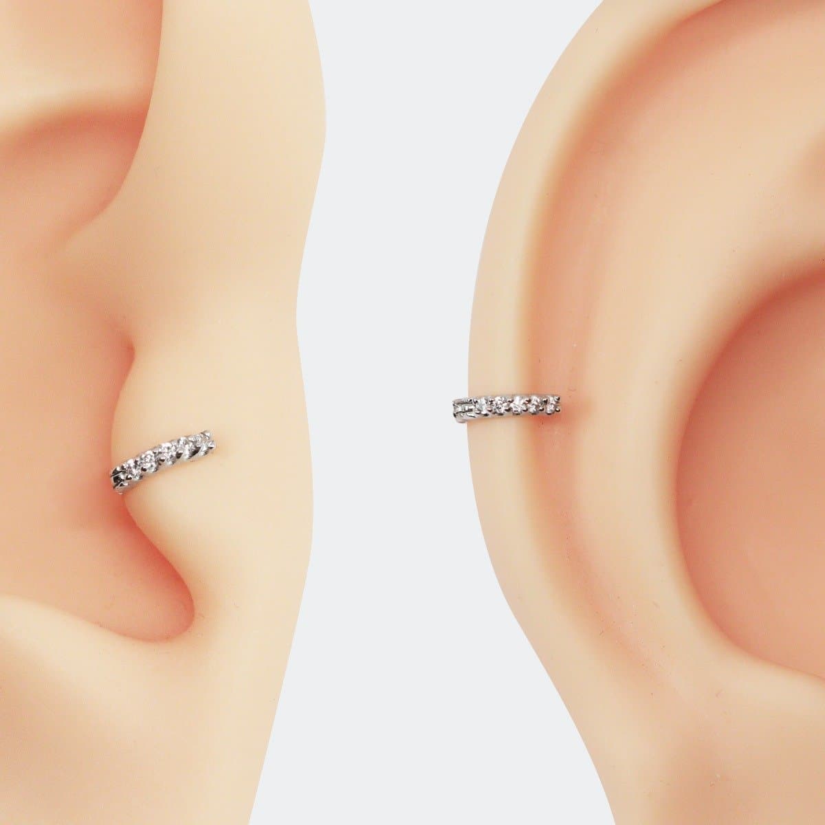 Piercing Argola Micro 4mm Ouro Branco 18k Trágus, Australianos e Forward Hélix