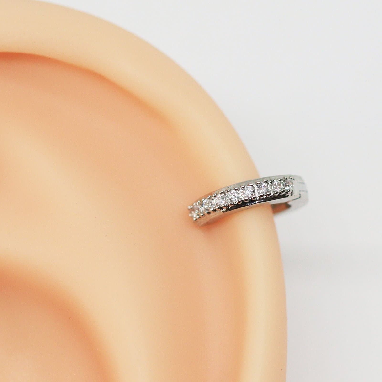 Piercing Hélix Argola Clicker Zircônia Cristal Folheado a Ouro Branco
