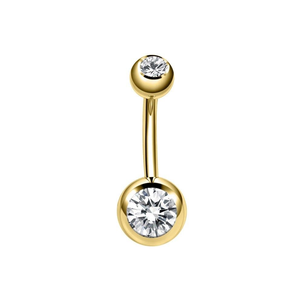 Piercing Umbigo Titânio Gold Com Zircônias