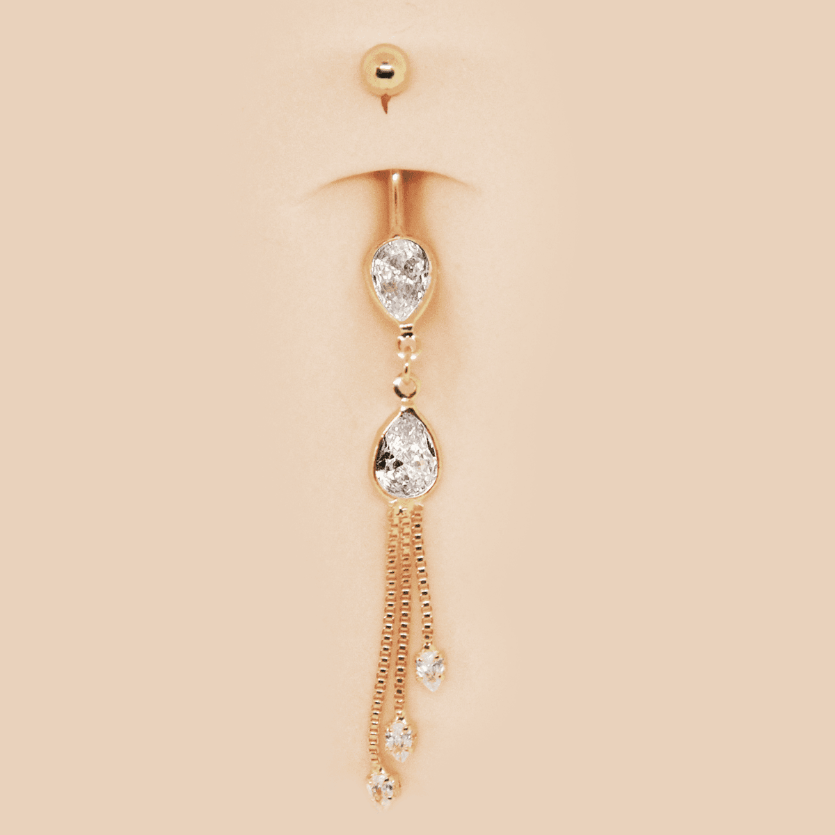 Piercing Umbigo Gota Pendente Cascata Folheado a Ouro