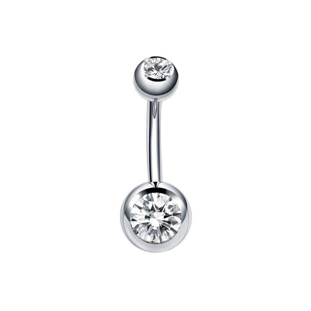 Piercing Umbigo Titânio Natural Com Zircônias