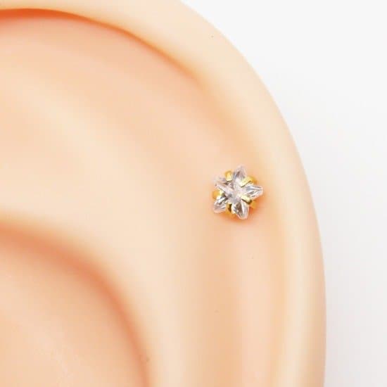 Piercing Helix com Zircônia de Estrela em Aço PVD Gold