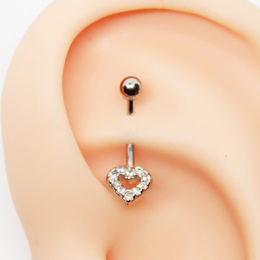 Piercing Rook Banana Coração Cravejado