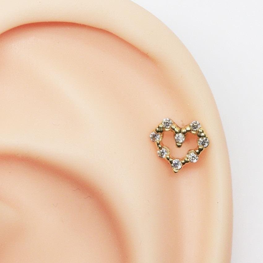 Piercing de Coração Cravejado Folheado