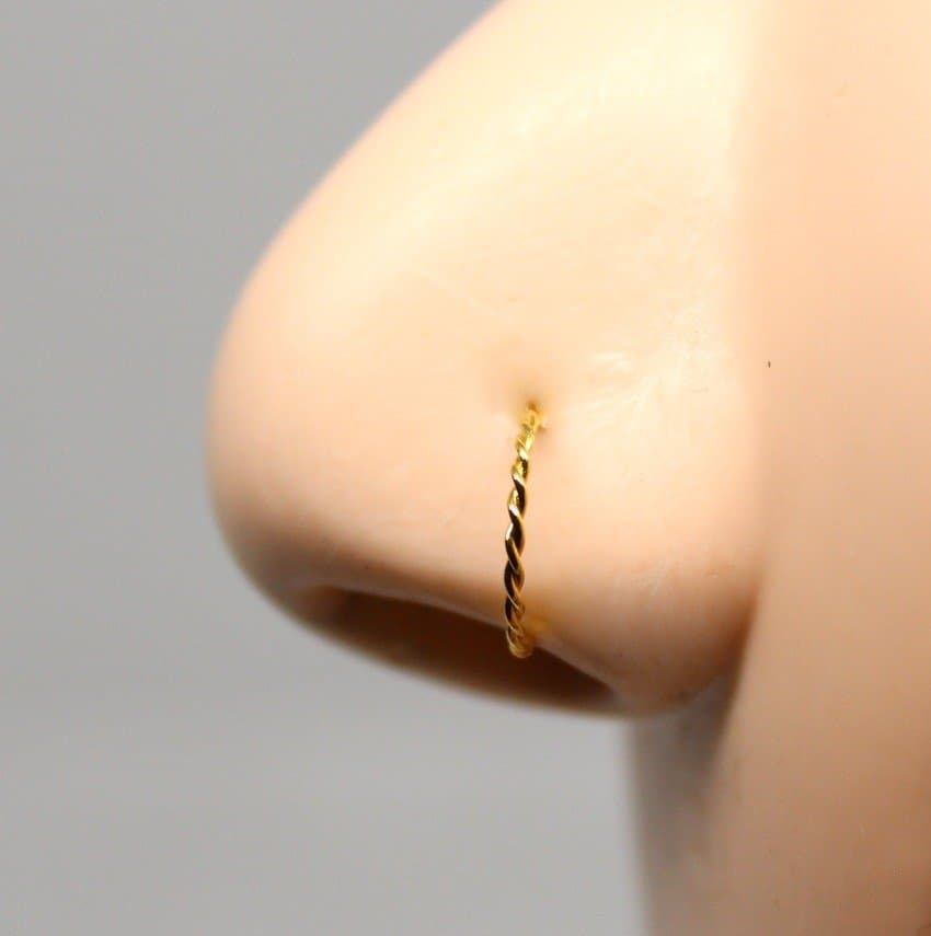 Piercing Nariz Argola Nariz em Aço Cirúrgico PVD Gold Torcido