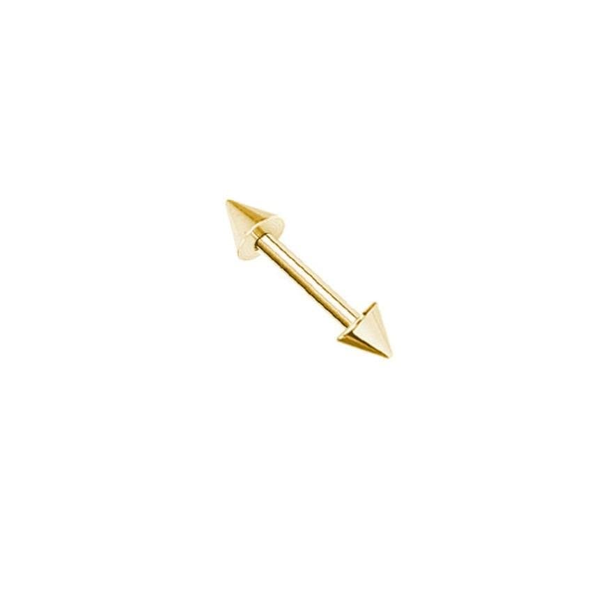 Piercing Reto de Spike em Aço Cirúrgico PVD Gold